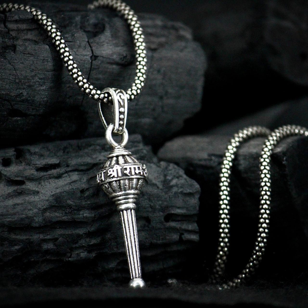 Power & Style: Lord Hanuman Oxidized Silver Chains (Pack of 4)