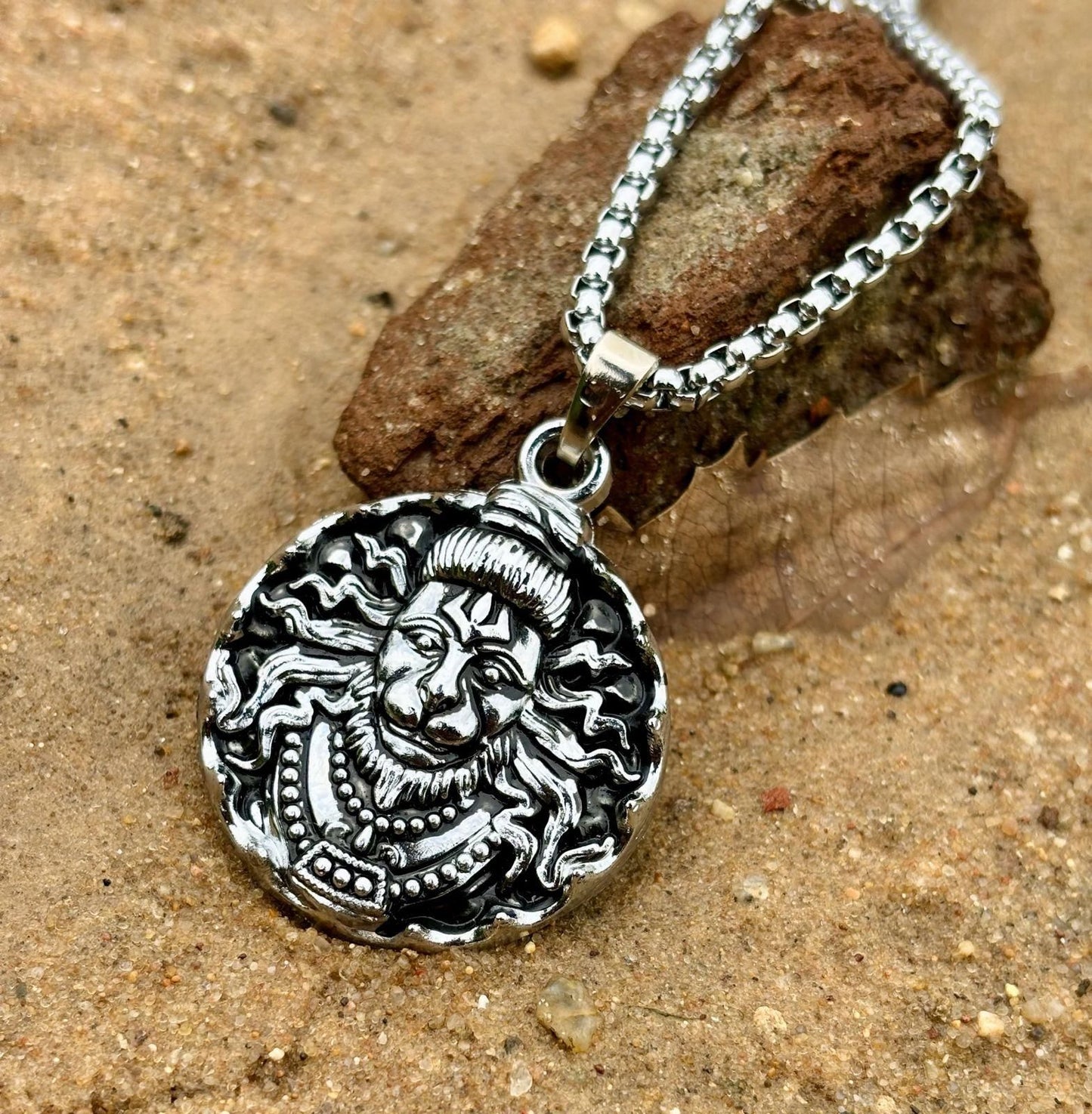 Power & Style: Lord Hanuman Oxidized Silver Chains (Pack of 4)